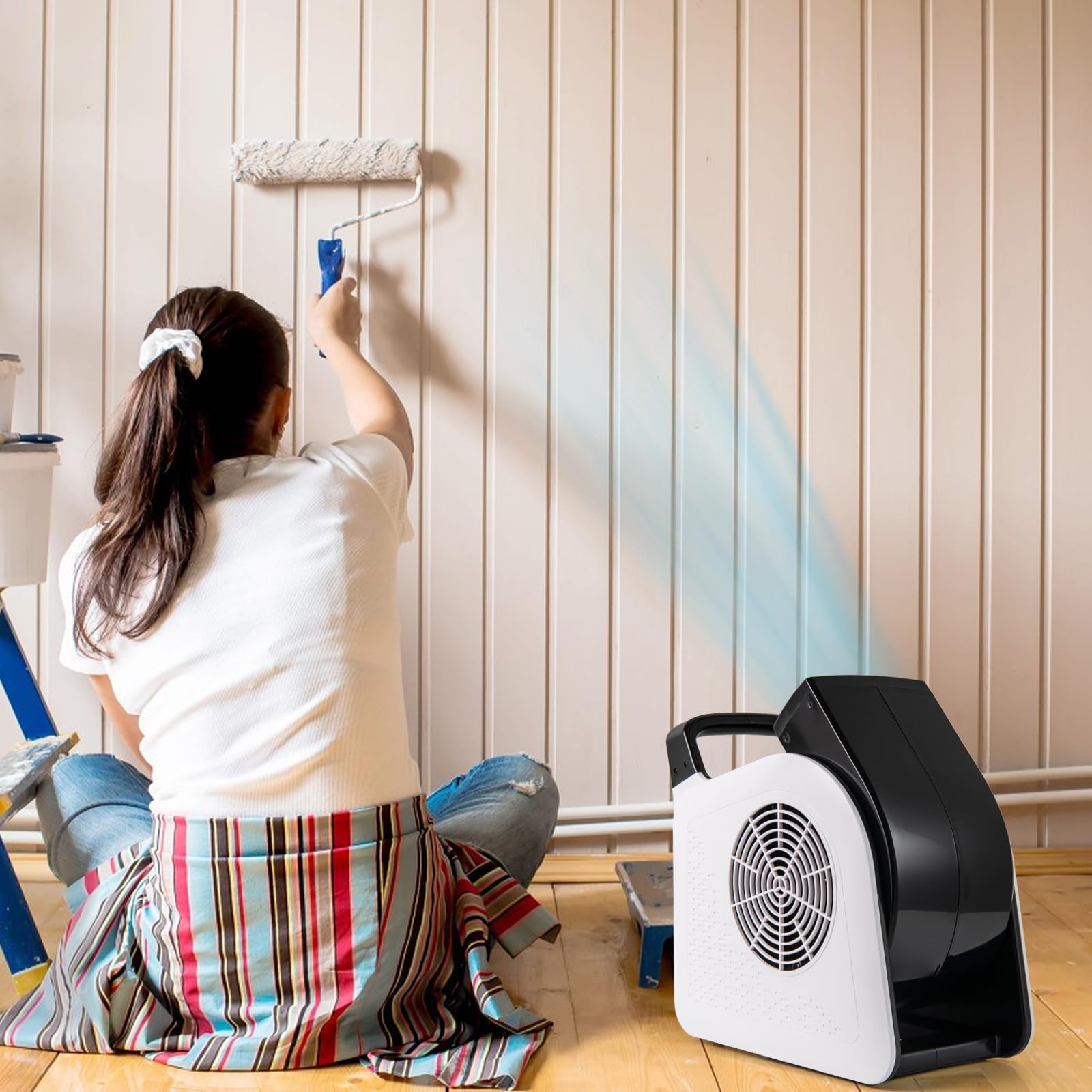 COSTWAY Bodengebläse 130W, 3 Geschwindigkeiten & 185° schwenkbarem Kopf, Blasmaschine zum Trocknen und Ventilieren, Standventilator für Zuhause & Gewerbe