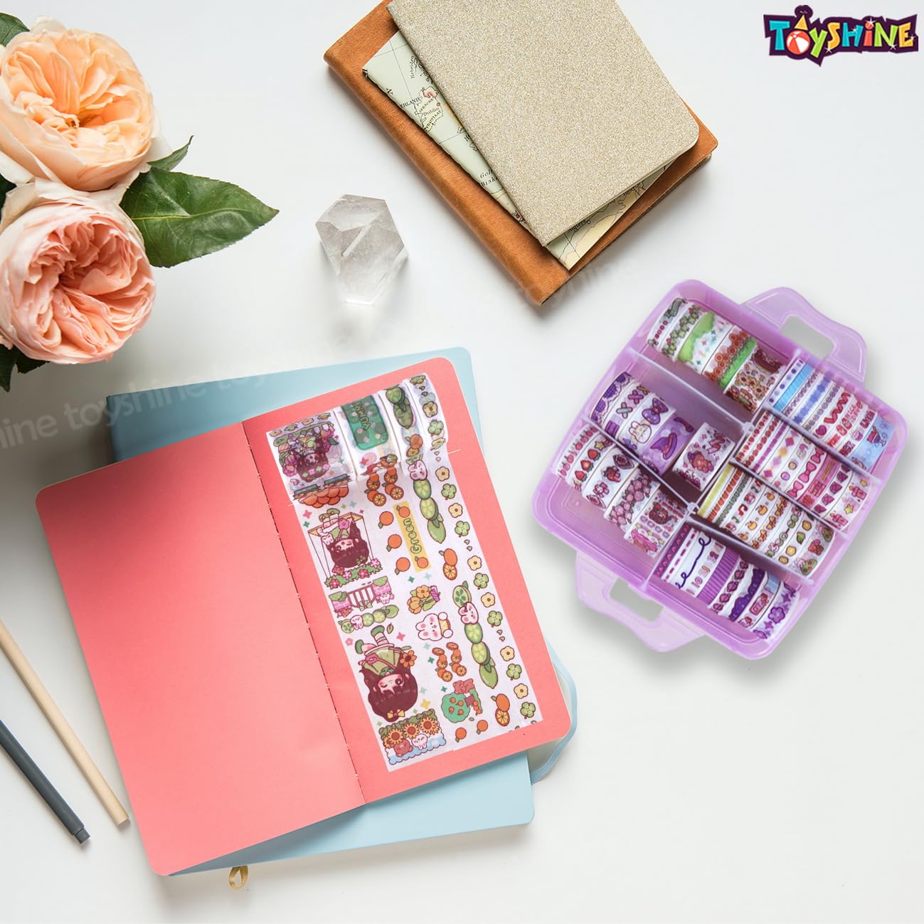 Toyshine Washi Tape Set - 100 Pcs Designer Decorative Masking