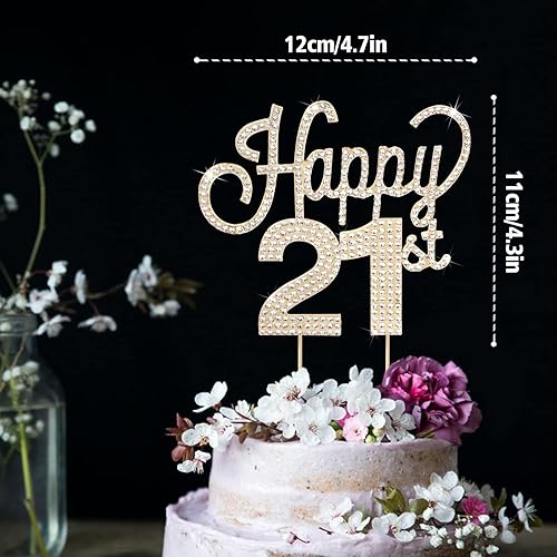 Miniatura 542 de LINGTEER Decoración de pastel de diamantes de imitación dorados para cumpleaños número 15 – Cheers to 15th Birthday Quince años de edad, decoración