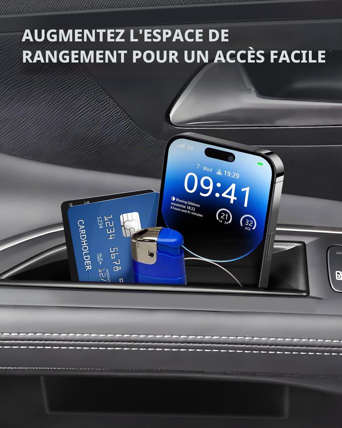 (2 Pièces Organiseur Poignée de Porte Avant Peugeot 3008 5008 | Compatible avec 3008 / 5008 2016-2023, Boîte Rangement de Porte avec Tapis Antidérapants, Matériel ABS