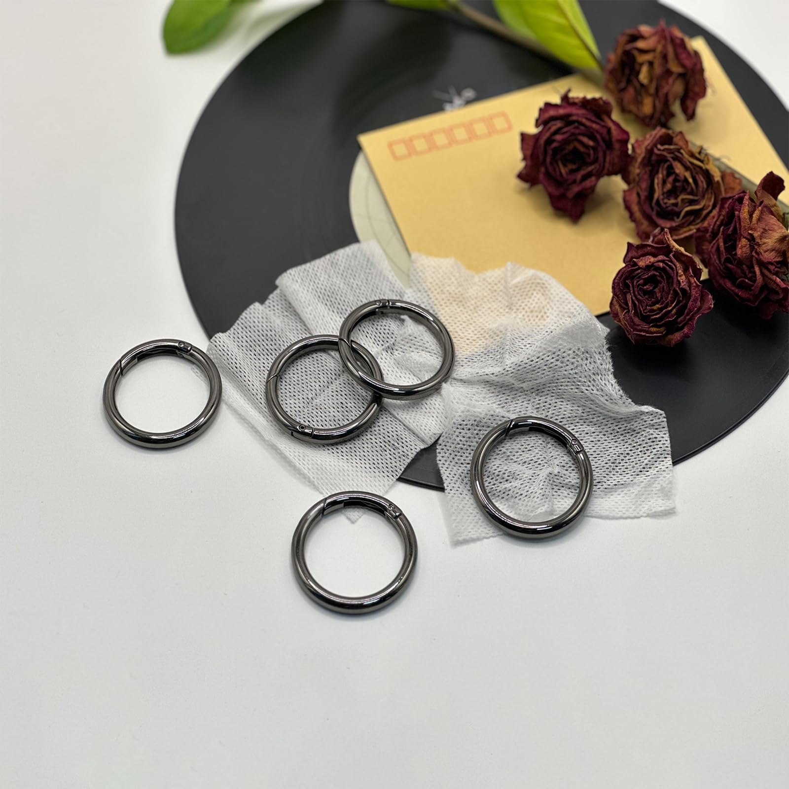 5 moschettoni rotondi, 61 mm OD, 50 mm ID, molto robusti, in lega di zinco, moschettone, rotondi, per borsa, portachiavi, fai da te (nero)