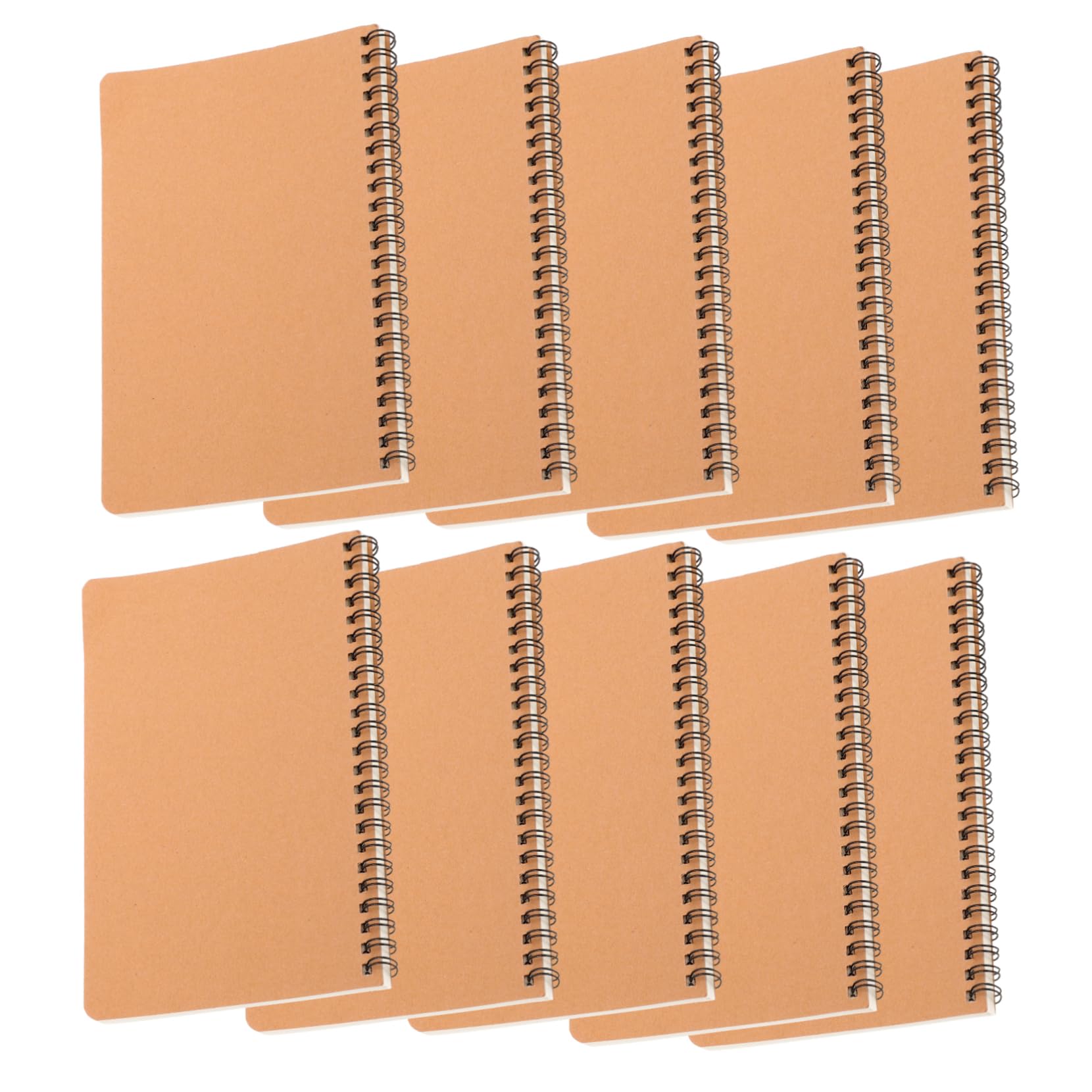 GALPADA 10 pièces Lot de Spirale à Pages Blanches Cahiers Kraft Rigides pour Notes Journaux de Voyage et Croquis pour Étudiants et Bureaux