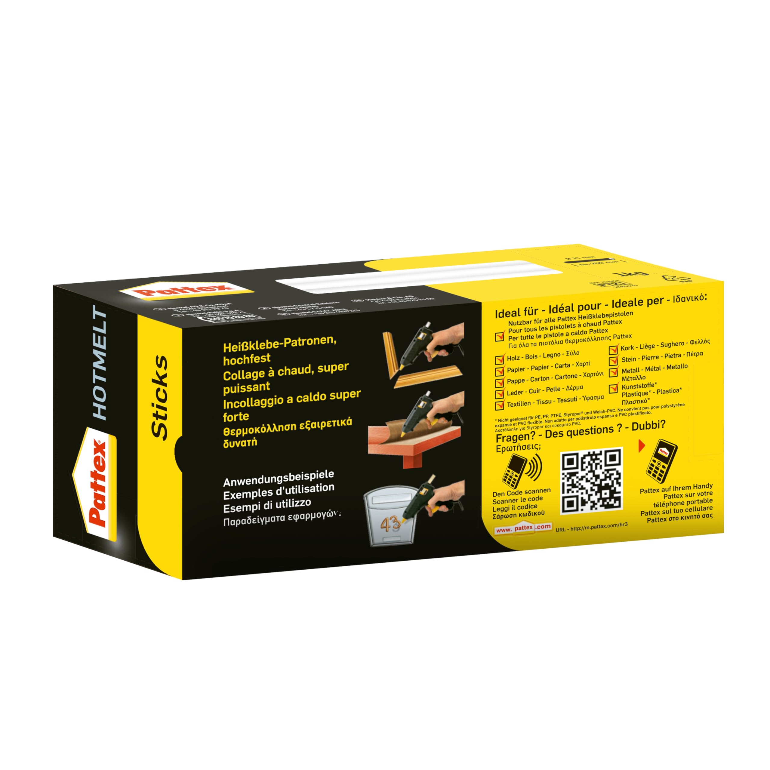 Pattex Hotmelt Sticks per ricaricare, bastoncini adesivi per pistola adesiva ad altissima trasparenza, 50 bastoncini adesivi a caldo per creare, decorare e riparare