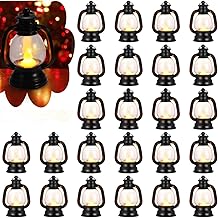 KKUYT 24 PCS Halloween Mini Lanterns with LED Candle, Vintage Hanging Candle Lanterns Bulk Mini Lanterns Decorative for Halloween, Christmas, Wedding Party, Table Centerpiece Lantern Ornament