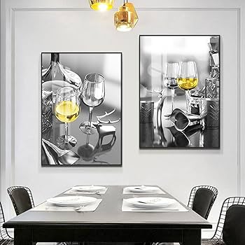 Amazon.co.jp: ゴールデンシャンパングラスキャンバス絵画高級