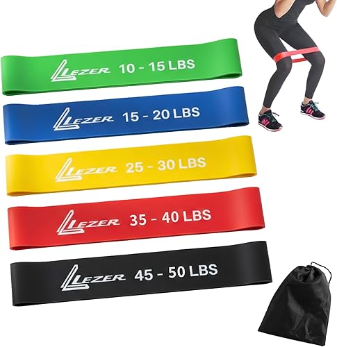 LEZER Bandas de resistencia para entrenamiento de ejercicio, banda elástica, estiramiento, gimnasio en casa, entrenamiento de fuerza, terapia