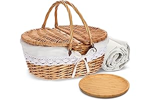 White Picnic Basket with Washable Lining