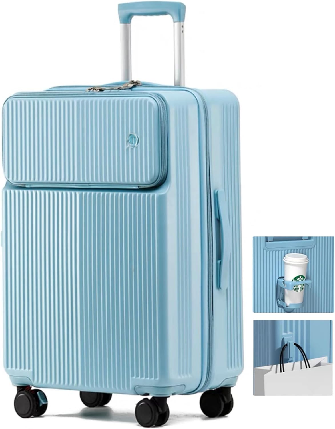 Amazon キャリーケース キャスター ストッパー付き スーツケース 機内持ち込み フロントオープン 可愛い 多機能 トップオープン