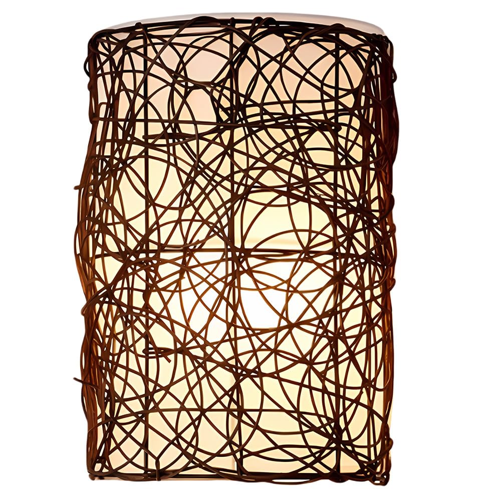 HYJAUSXB Natural Rattan Wall Lamp Handmade Woven Sconce Rustic Farmhouse Lighting Decorative Light Fixture E26 Base Unique Décor for Home