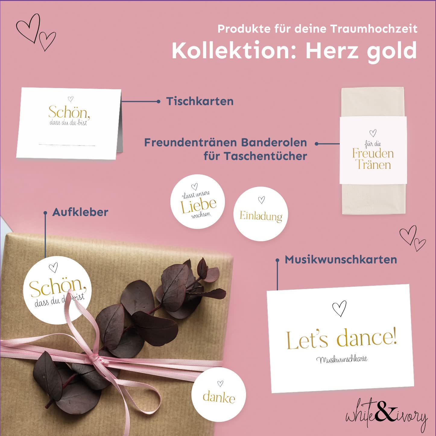 White&ivory Anhänger 'Schön Dass Du Da Bist' - 50 Runde Hangtags Für Gastgeschenke