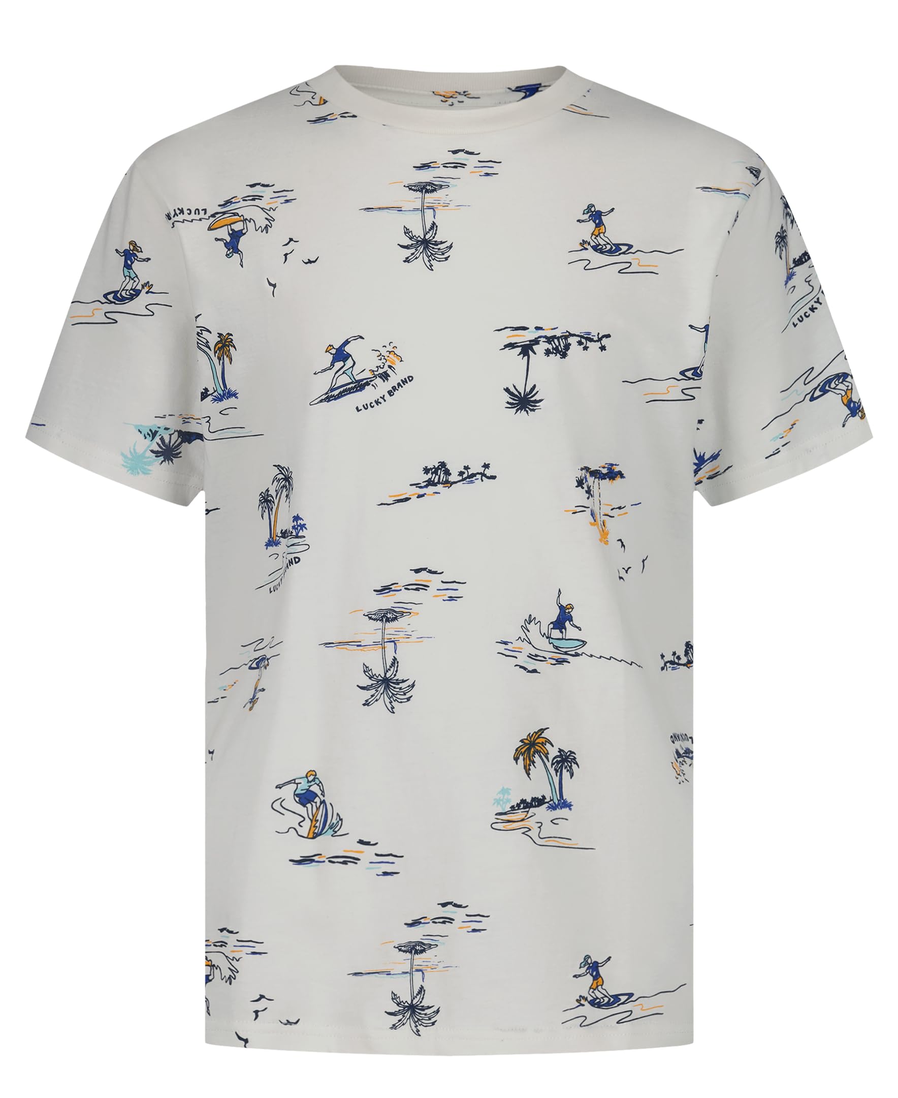 Lucky Brand Boys' Short Sleeve Graphic Crew Neck T-Shirt, Soft, Comfortable, Relaxed Fit
