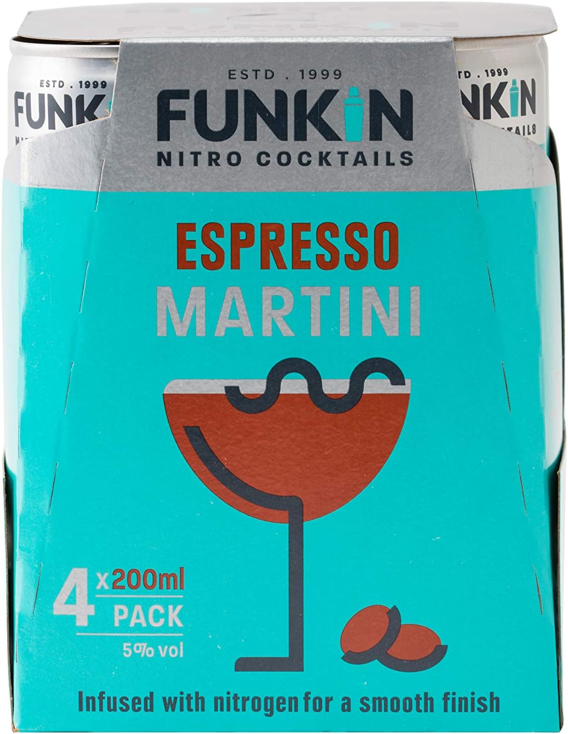 Funkin Espresso Martini Nitro Cocktail Can, 4 x 200 ml, Case of 4