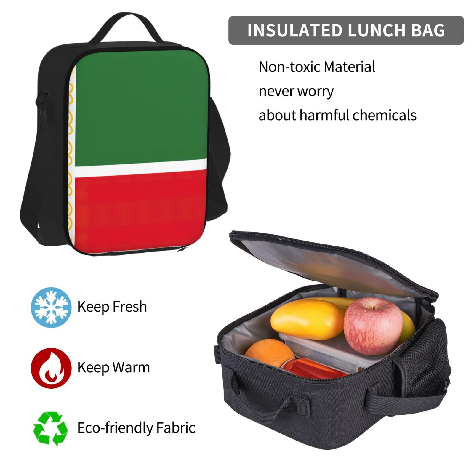 Flaga Republiki Czeczeńskiej plecak dziecko chłopcy dziewczęta pudełko na lunch szkoła torba zestaw uczniów szkoły student prezent, Czarny, One Size, Bagaż