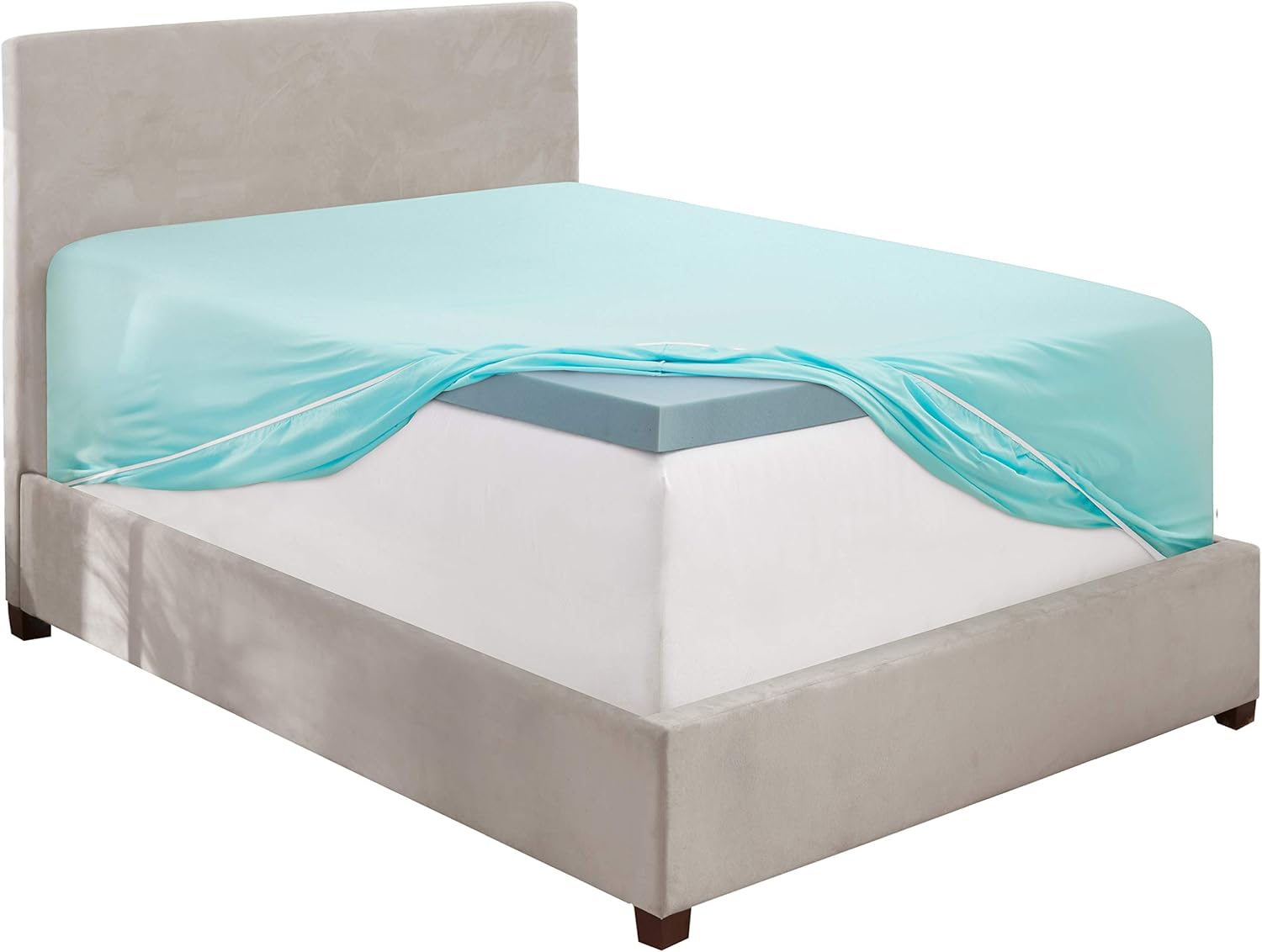 100% Natural Cotton Sateen Weave 800 Thread Count King Size Fitted Sheet with Elastic All Around - 1 Piece Fitted Sheet - Fits Mattress Up to 15 Inches Deep Pocket Aqua