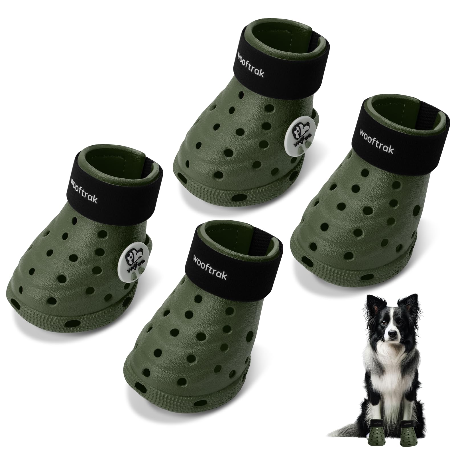Dog Shoes Breathable Dog Shoe for Hot Pavement, Dog Booties and Paw Protectors, Non-Slip Waterproof Dog Sandals Boots (Green+Black, S: (2.3’’x1.8'')(L