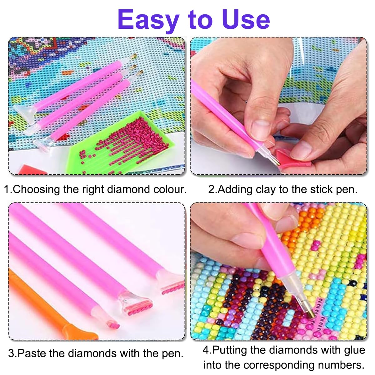 Lot De 40 Colles Carrées 5D Pour Peinture Diamant – Avec Boîte Rangement, Parfait Pour DIY, Broderie Et Décoration - 5