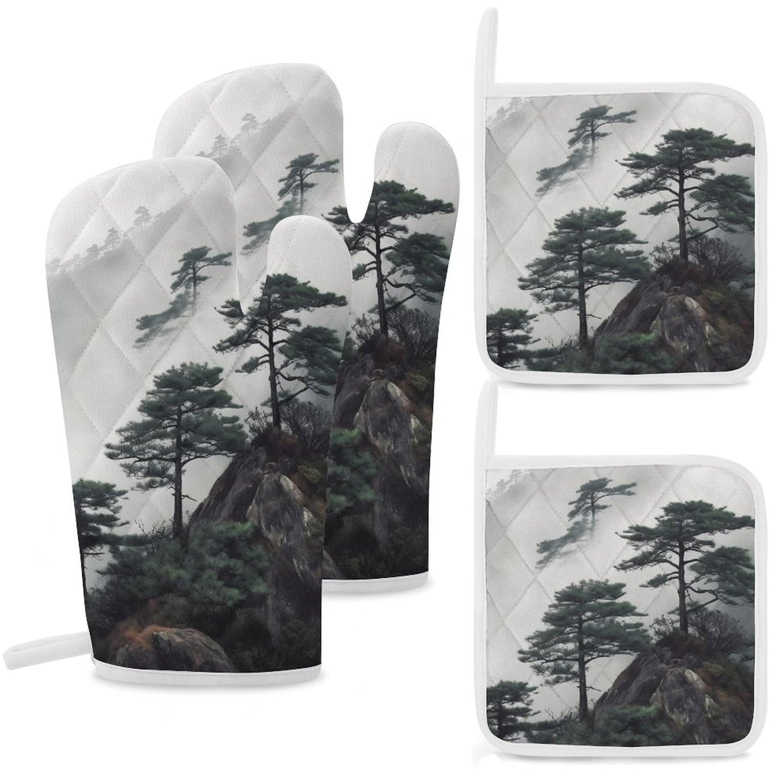 Gants de cuisine et maniques résistants Foggy Mountain pour cuisiner en famille sans danger