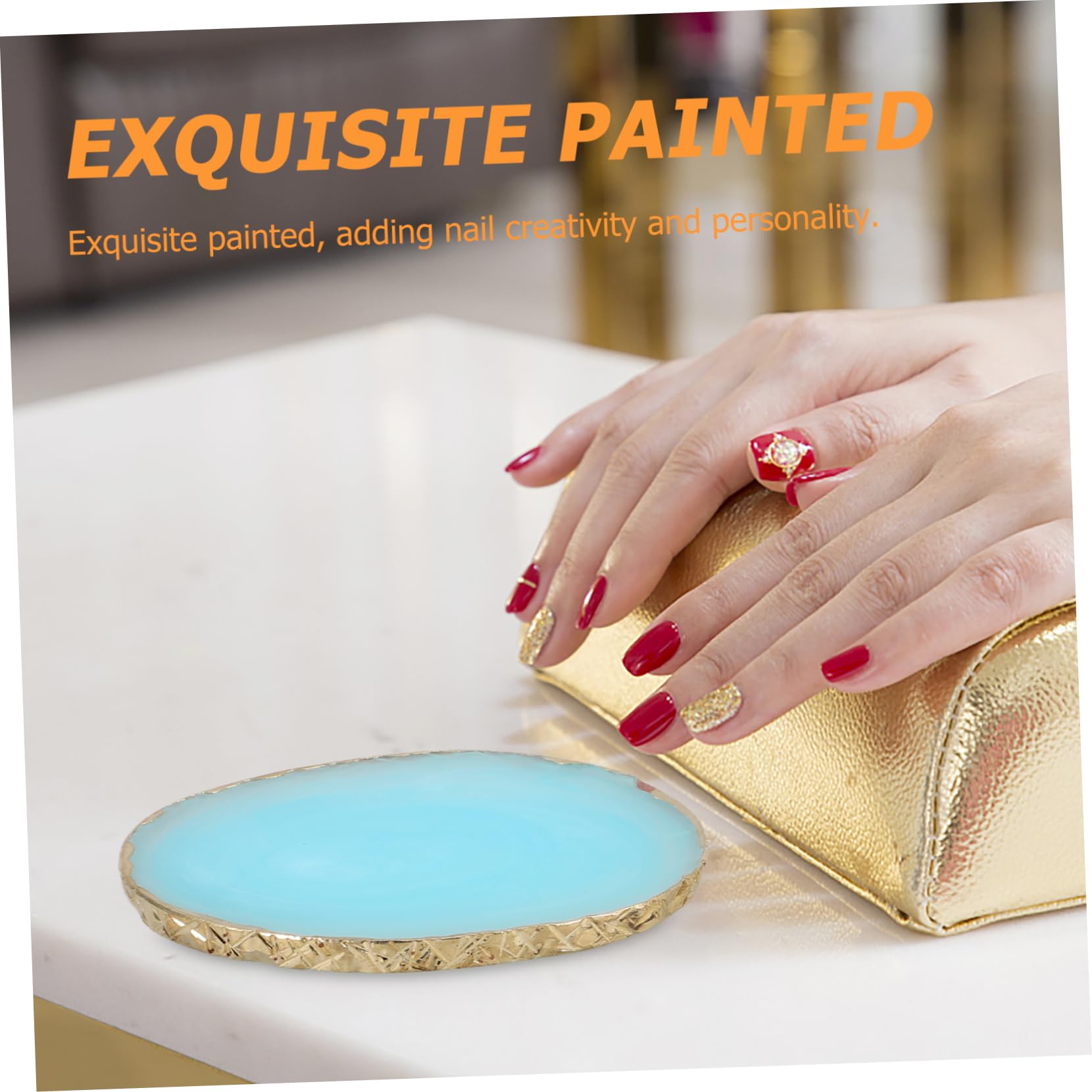 Outanaya 2pcs Nail Art Palette Resin Nail Polish Mixing Plate for Women for Painting