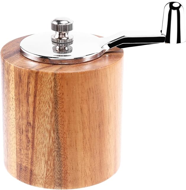 Jcevium Salt and Pepper Mill, Hand Crank Wood Pepper Grinder Salt Shaker with Handle and Adjustable Ceramic Rotor