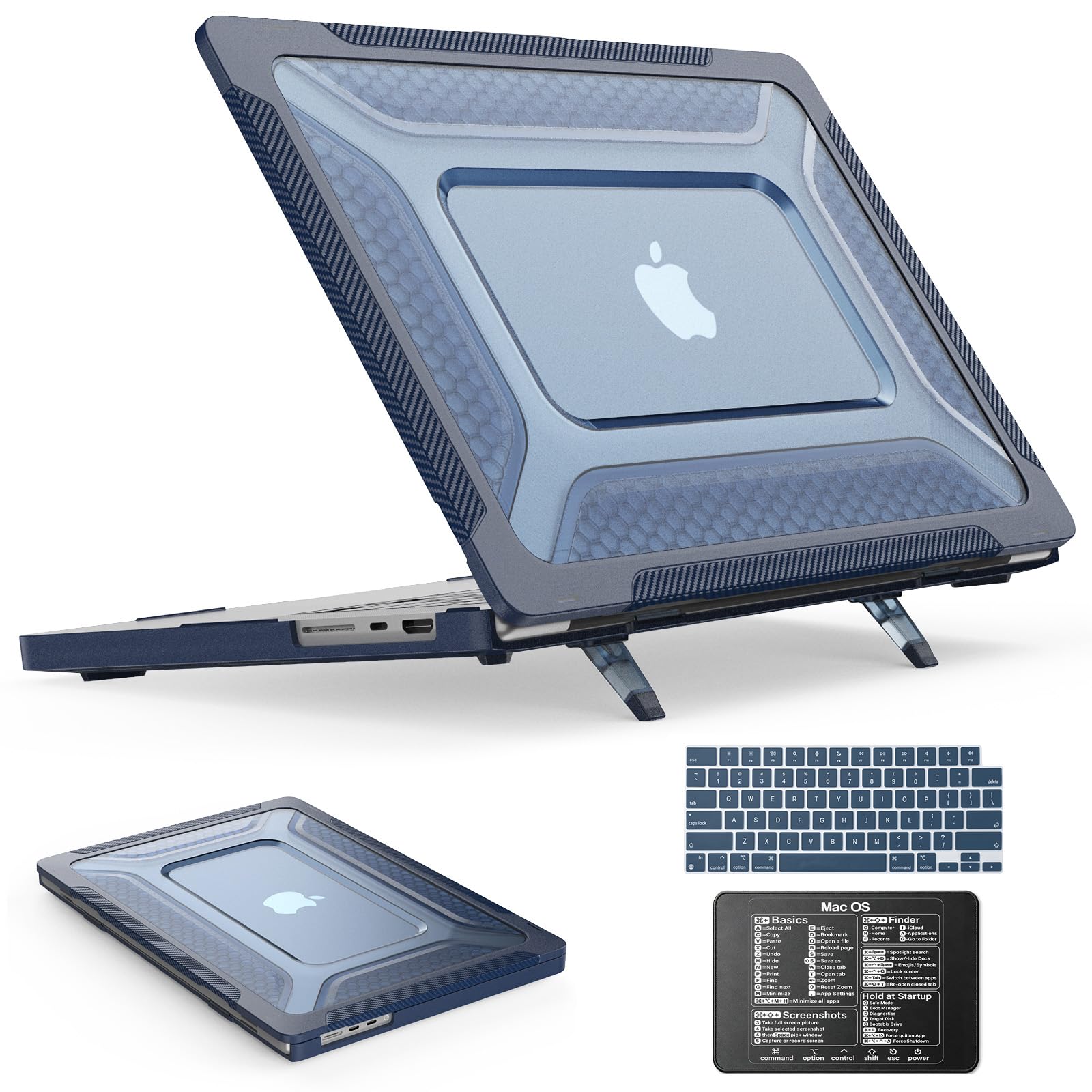 SEYMAC stock Case for MacBook Pro 16 inch, Shock-Absorbing Protection with Folding Stand &amp;Mouse Pad Case for MacBook Pro 16 inch, Blue