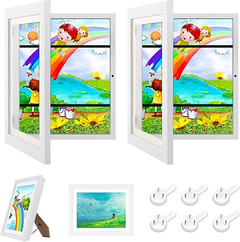 Miniatura 1 de Paquete de 4 Marco de arte para niños, marcos de arte para niños, de 8.5 x 11 pulgadas, con apertura frontal, intercambiables, marco de