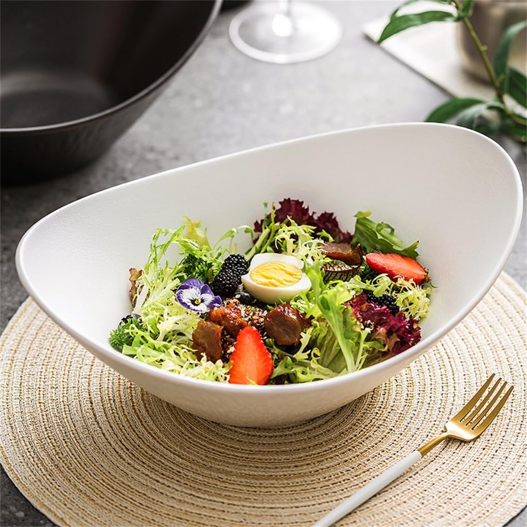 Salad Fruit Bowl High Color Slant Mouth Household Soup Ceramic Tableware