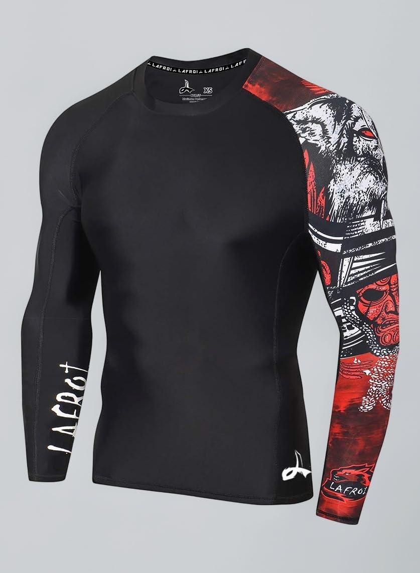 LAFROI Men's Long Sleeve UPF 50+ Baselayer Skins Performance Fit Compression Rash Guard-CLYYB