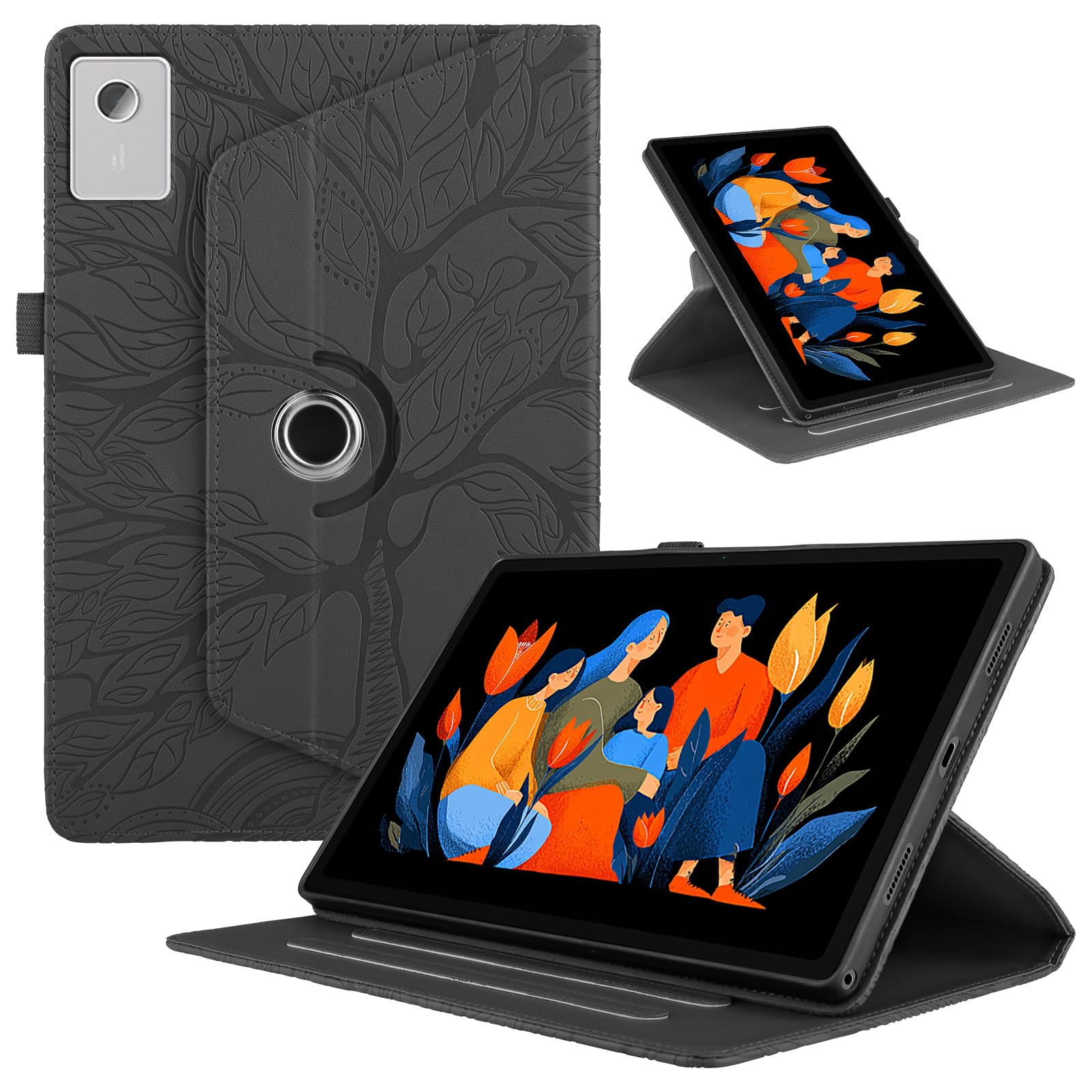 Funda para Samsung Galaxy Tab S9/ S8/ S7 11" (SM-X710/X700/T870) PU Cuero Tablets Protectora Cover 360°Carcasa Giratoria de ángulo Múltiple Stand Función Tablets Funda,Rojo Árboles — view 61