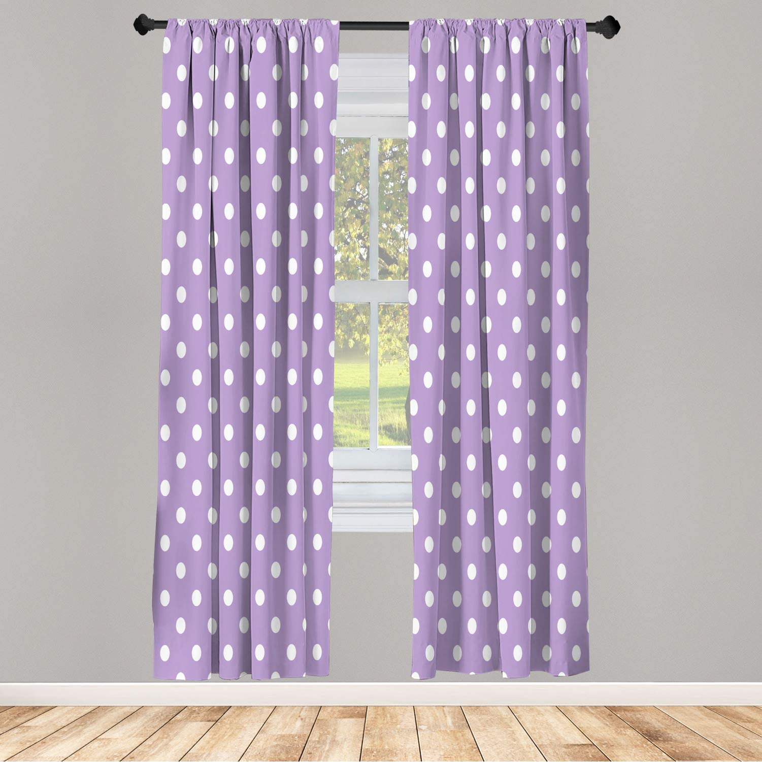 Ambesonne Polka Dot Window Curtains, Classic Old Fashioned Repeated Circles Round Forms Retro Illustration, Lightweight Decorative 2-Panel Set & Rod