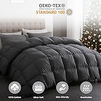 Vista 3 de DAICO Edredón de plumón de ganso tamaño completo, inserto de edredón esponjoso de hotel de lujo para todas las estaciones, funda 100% algodón