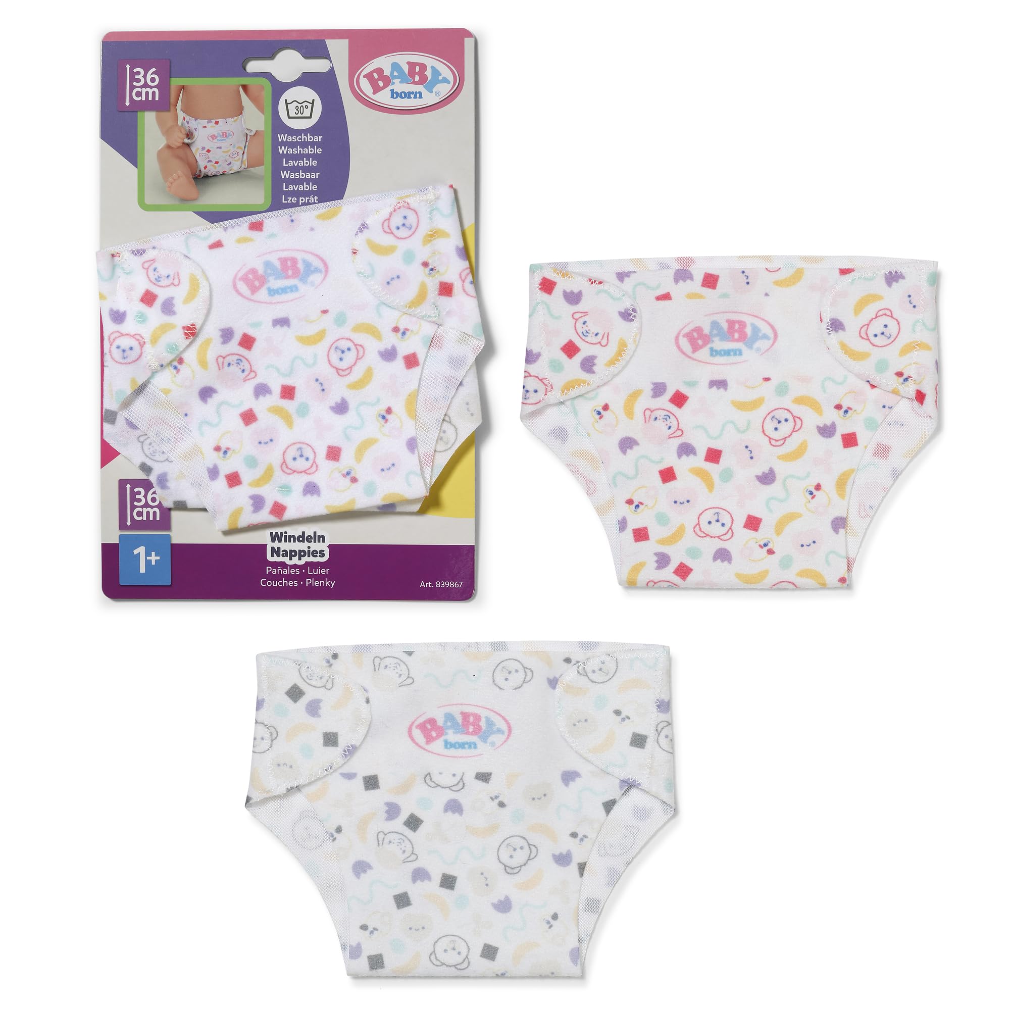 Baby Born Windeln, 2 Stoffwindeln passend für 36cm Puppen