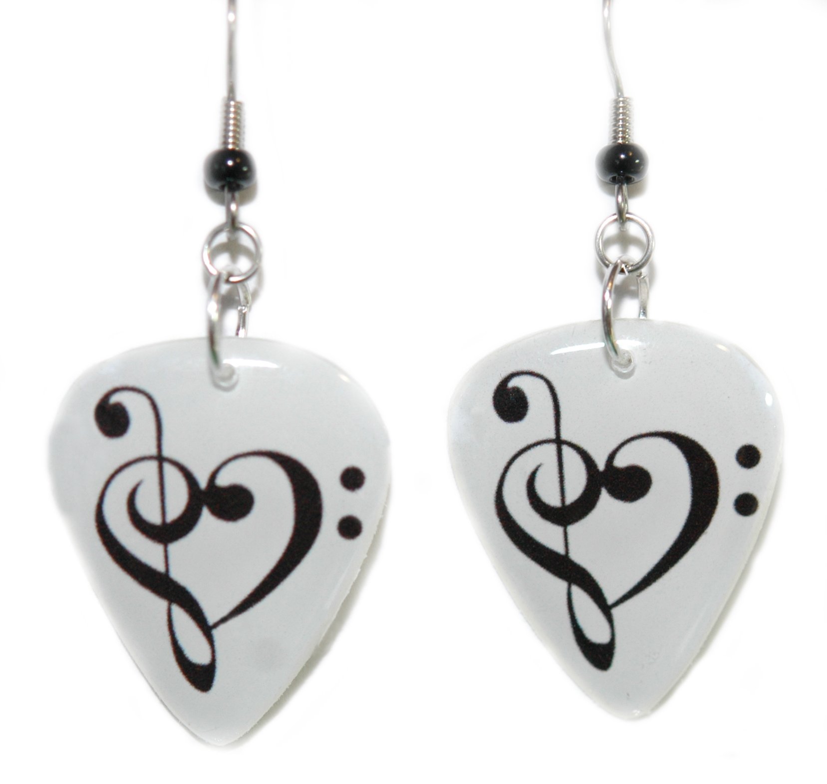 Jazzworks,LLCTreble Bass Clef Heart Guitar Pick Dangle Earrings (GP001)