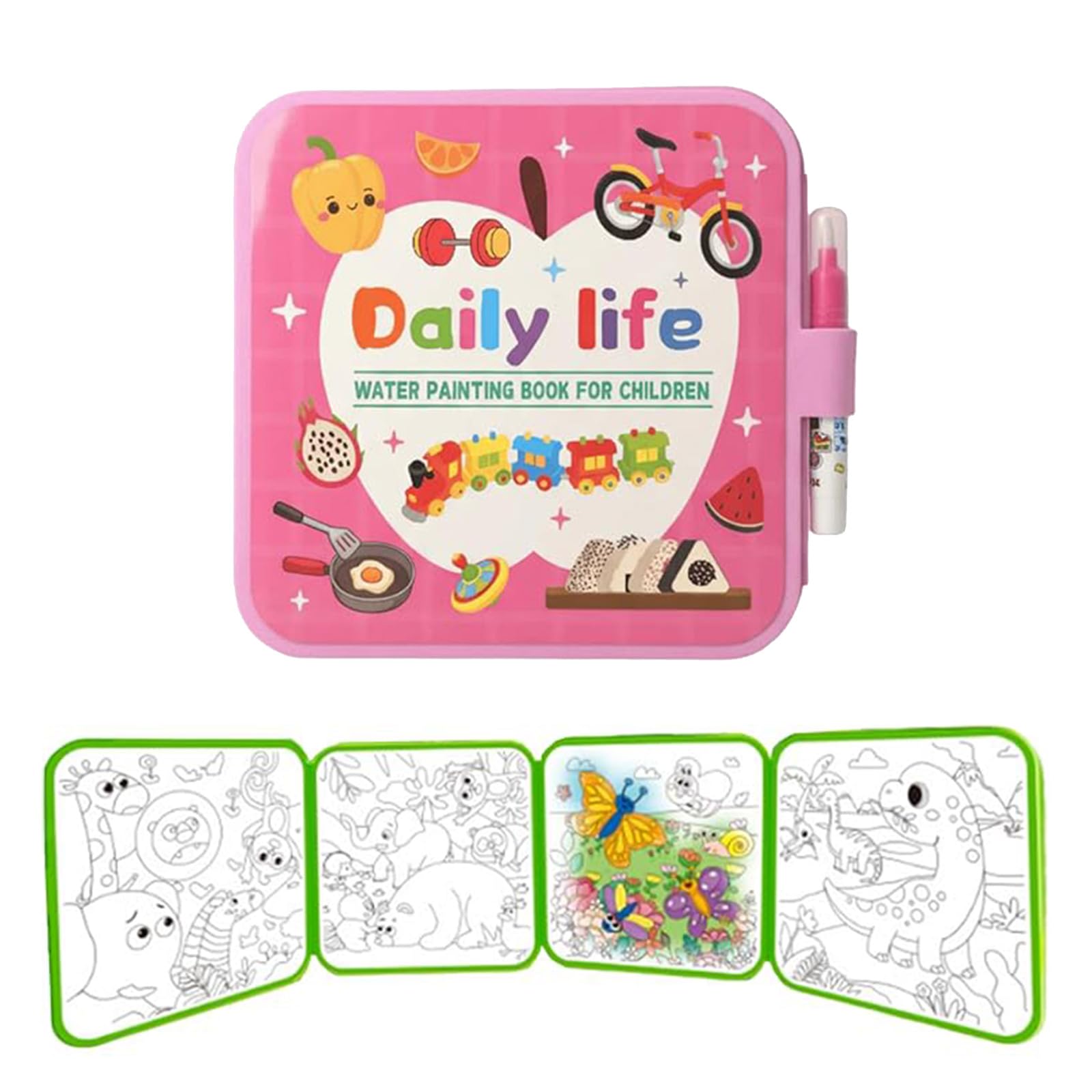 Montessori Mess-Free Water Colouring Book, Reusable Water Painting Book with Pen, Kids Water Paint Color Book, No Mess, Just Add Water to Reveal Vibrant Colors, Gifts for Boys Girls (Daily) — image 1