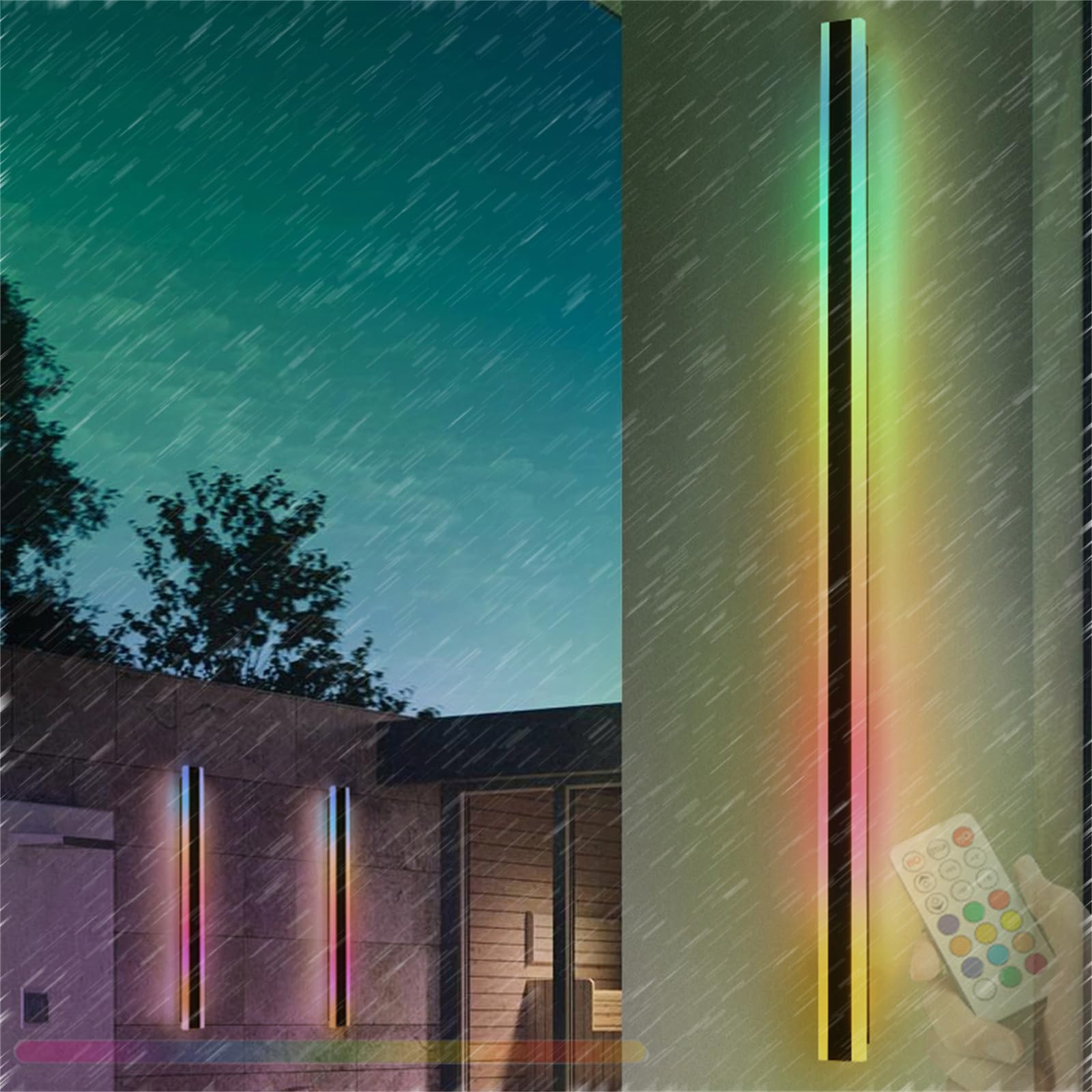 Nowoczesna lampa ścienna do wnętrz RGB z pilotem zdalnego sterowania, wodoodporna IP65, długa taśma świetlna, do korytarzy zewnętrznych, patio, podwórza, sypialni, garażu