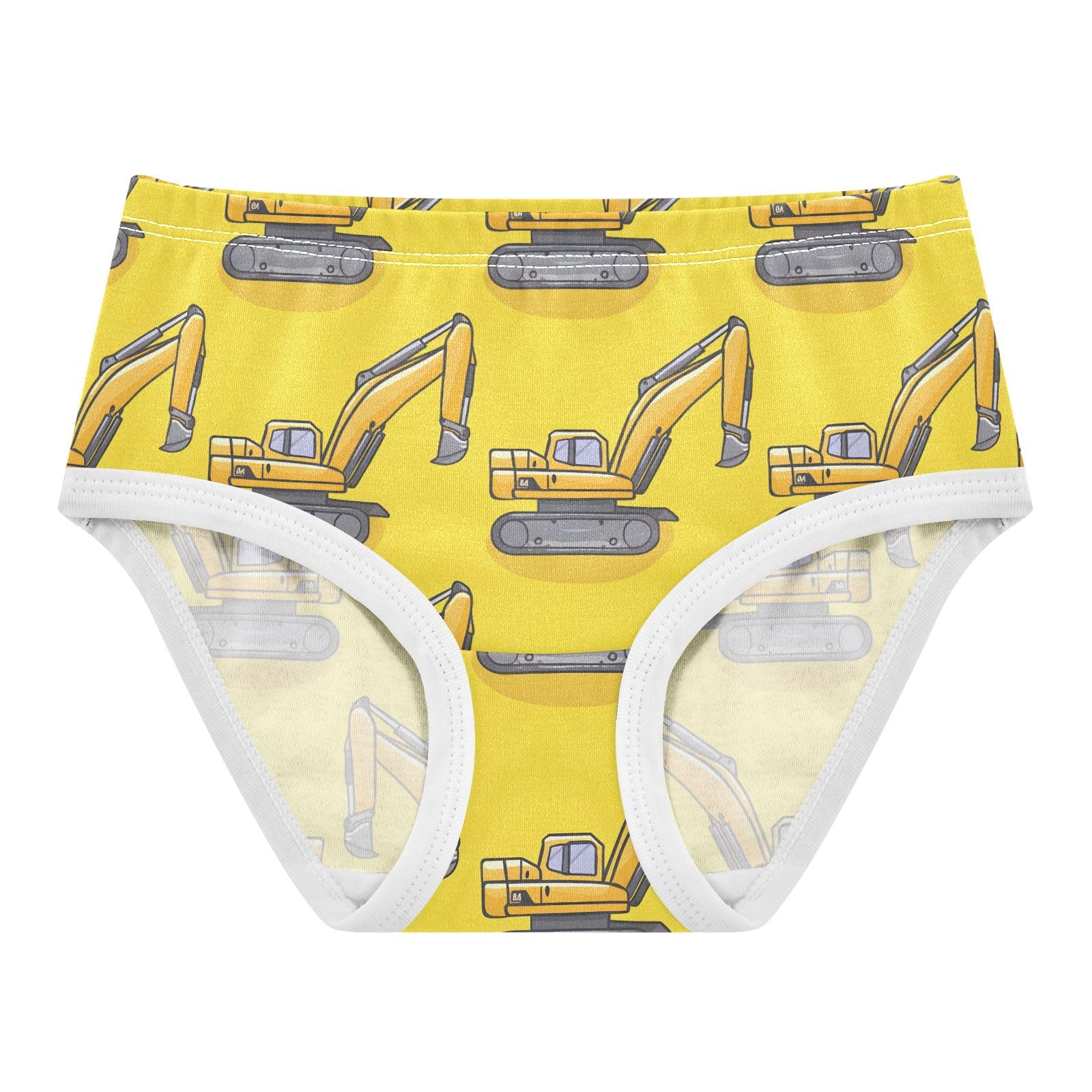 ALAZA Toddler Girls Cotton Hipster Underwear Soft Excavator Yellow 2 Pack 2T