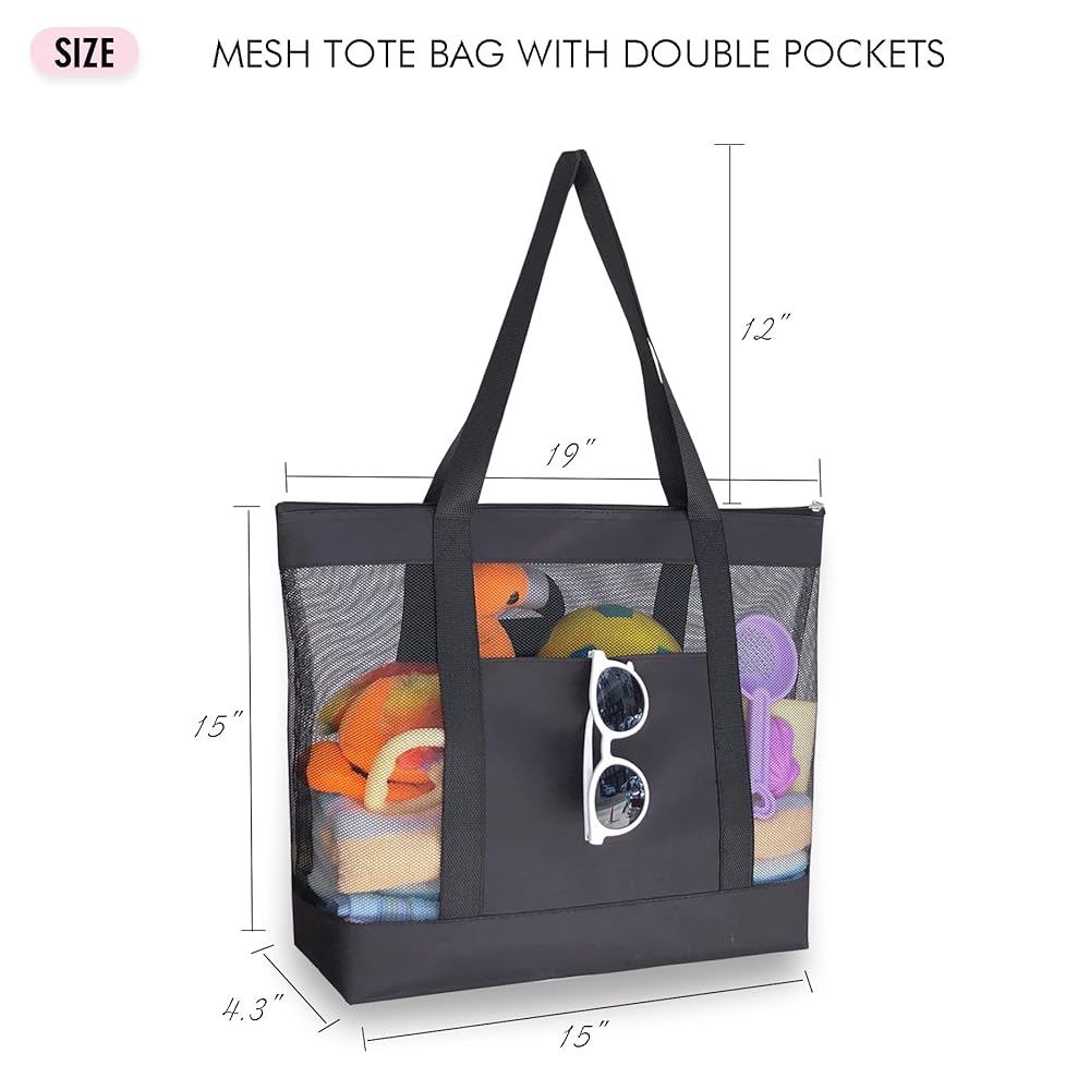 Amazon.com: hsmyank 2Pack Mesh Tote Bag,Sandproof Beach Bags