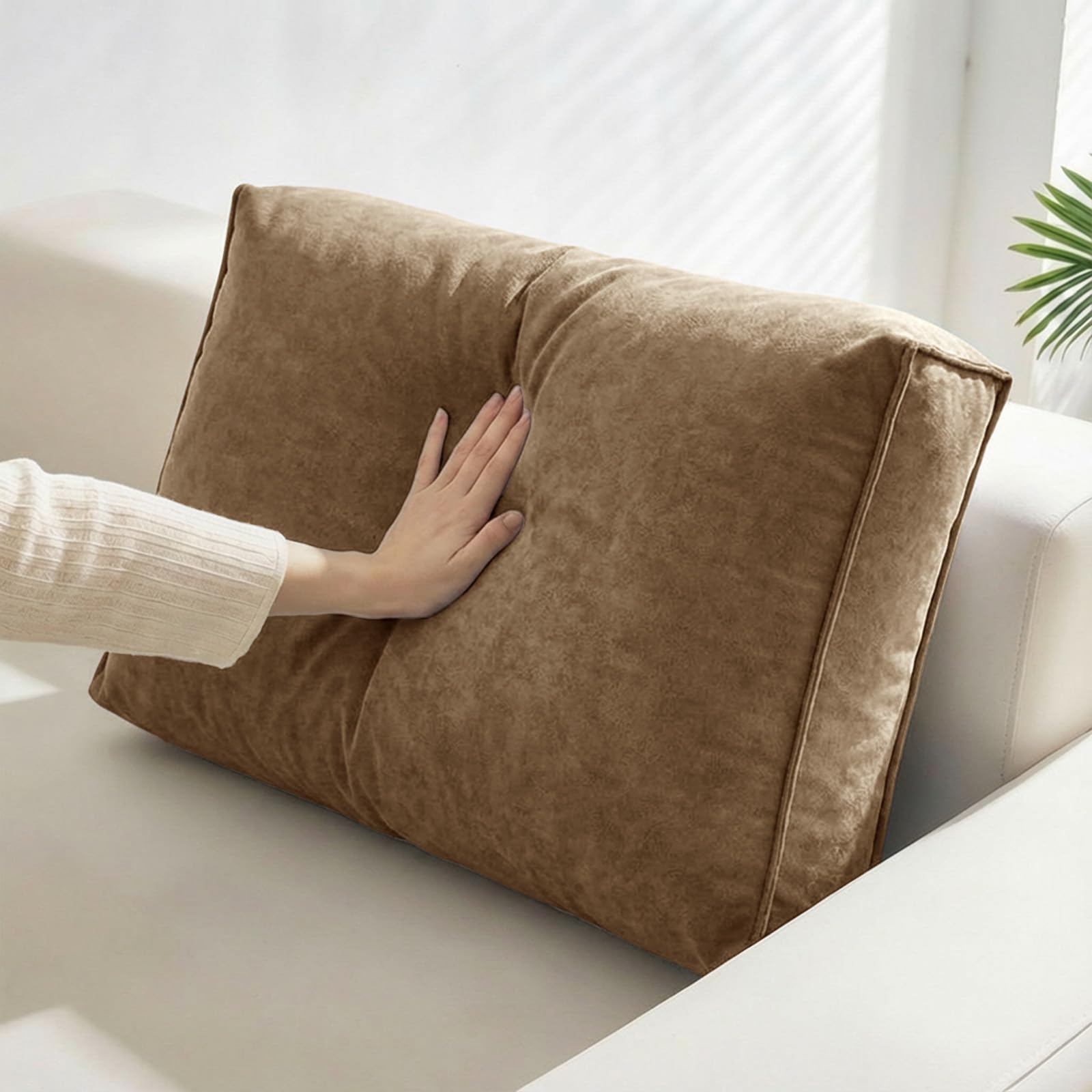 Aocase Extra Large Cushions for Sofa Reading Pillows Comfort Lumbar Pillows Bolsters Headboard Pillow with Zipper Removable Washable Cover, Camel,90×45×12cm — image 1