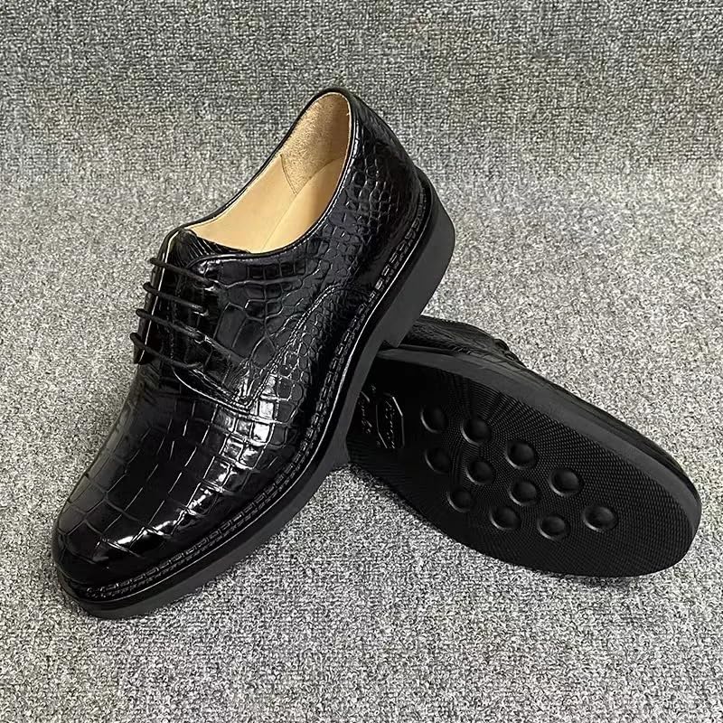 Authentic Exotic Crocodile Skin Men's Classic Black Dress Oxfords Genuine Alligator Leather Male Lace-up Rround Toe Derby Shoes4