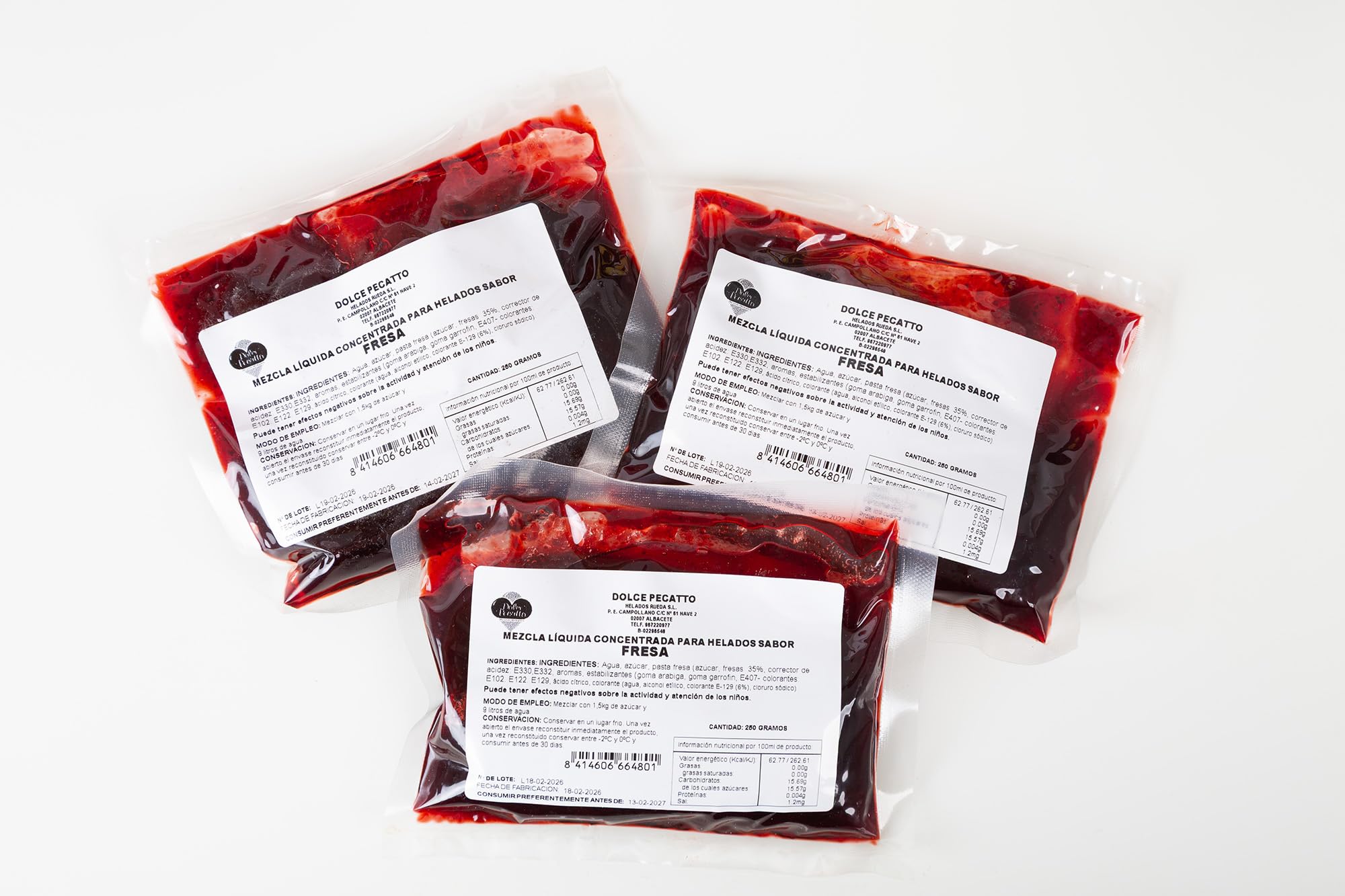 Preparado concentrado para granizado sabor fresa DOLCE PECATTO 10 LITROS