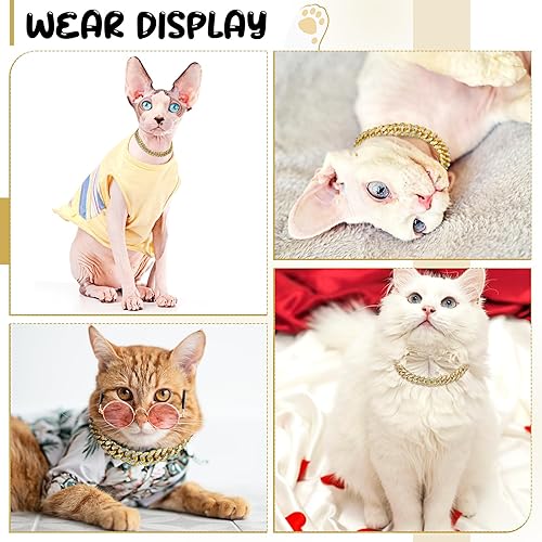 Miniatura 6 de LEIFIDE Collar de cadena para perro, collar de perro con eslabones de diamante, 0.47 pulgadas de ancho, collar de metal para gatos, collar de