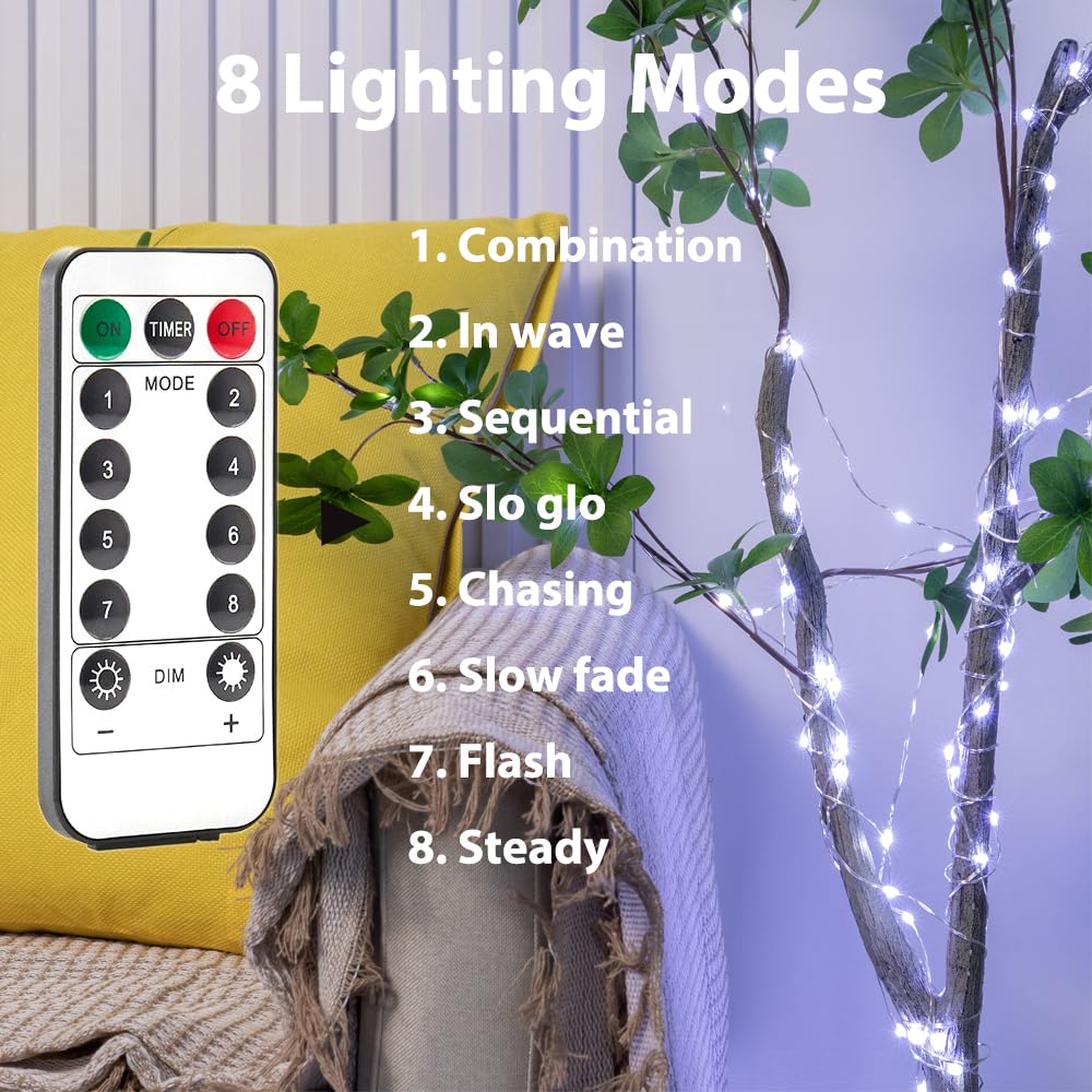 160M Lichterkette 1600 LED Kaltweiß, Silberdraht, Fernbedienung, Innen- und Außenbereich, Stecker-Lichterkette für Schlafzimmer, Wohnzimmer, Terrasse, Veranda, Garten, Weihnachtsbaum