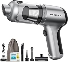 ColorCoral 4-in-1 Computer Vacuum Cleaner Handheld Vacuum Cleaner Cordless Mini Hoover 16000Pa Brushless Powerful Car Vacuum with 2Pack Cleaning Gel Keyboard Vacuum for Car Interior,Home, Desk