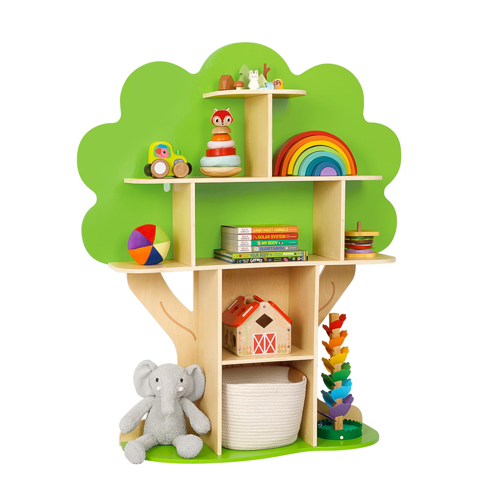 oook kids bookcase tree bookshelf for kids reading nook, montessori book shelf for classroom, kids room, playroom, nursery