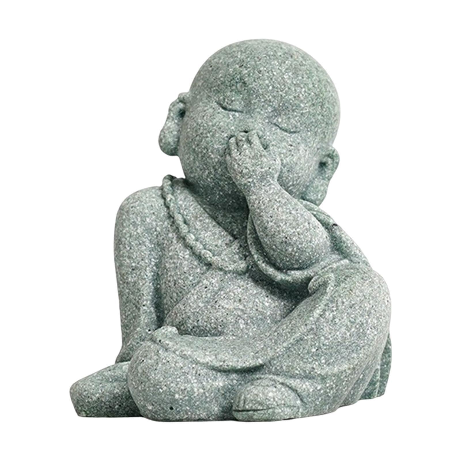 TWISAXC Outdoor Garden Monk Statue Unique Miniature Ornament Outdoor Indoor Office Car Table Desk Decorative Monk Buddha Statue, Snicker