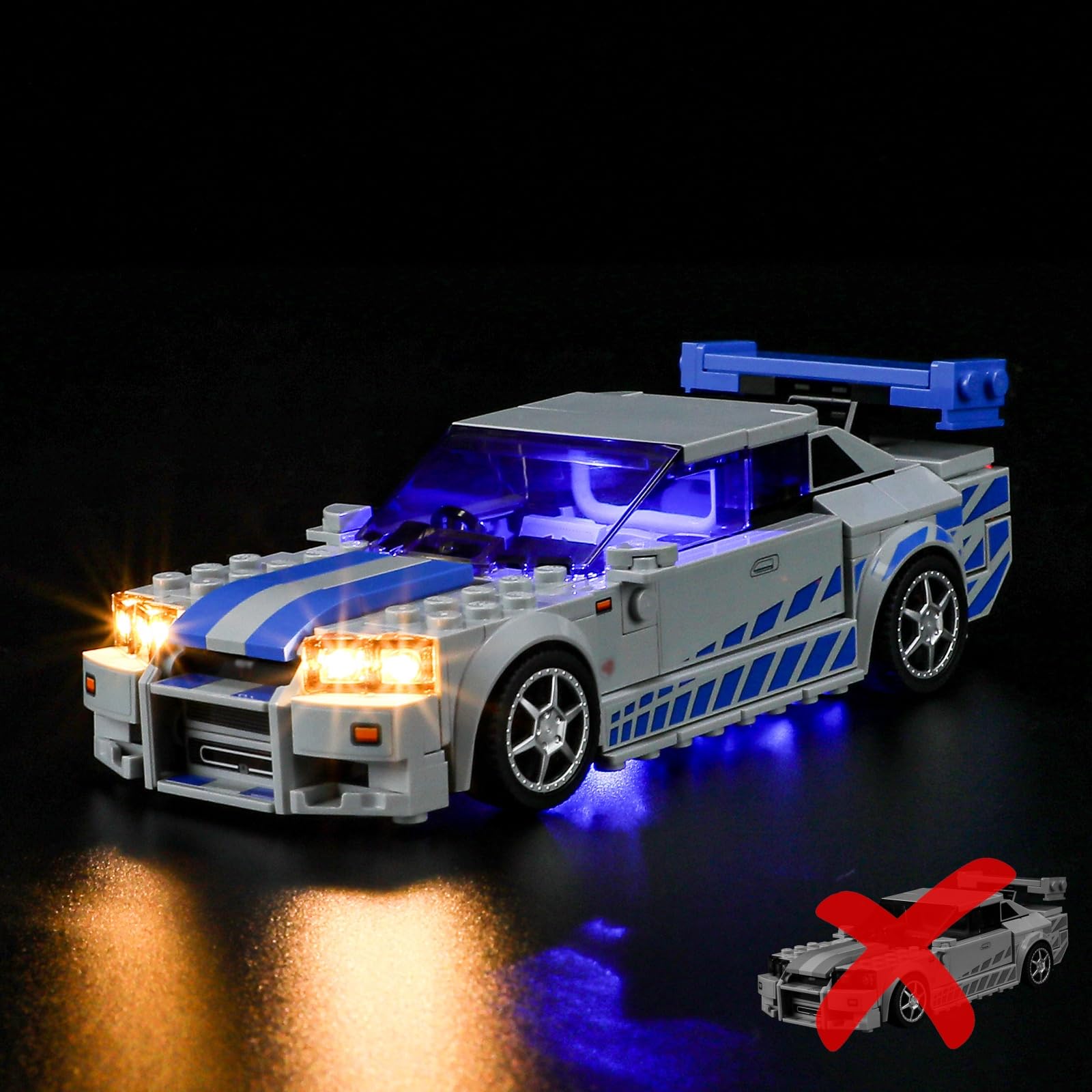 BRIKSMAX Led Lighting Kit for LEGO-76917 2 Fast 2 Furious Nissan Skyline GT-R (R34) - Com…