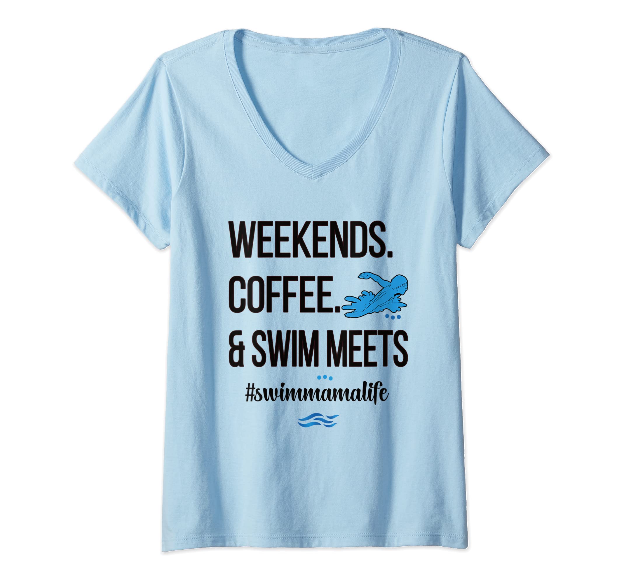 Womens Coffee And Swim Meets Swim Mama Life Swimmer Mom V-Neck T-Shirt