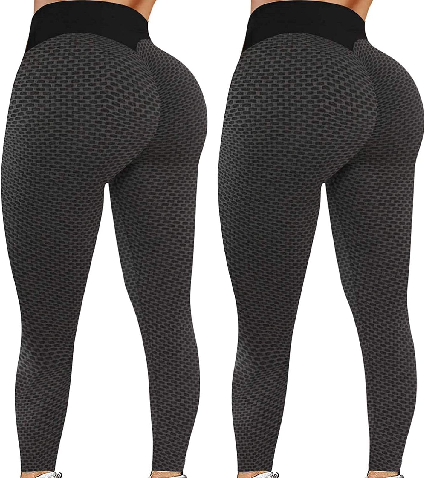 2 Pack TIK Tok Leggings, Butt Lift Leggings for Women, High Waisted Butt Lifting Bubble Hip Lift Pants Women Yoga Pant