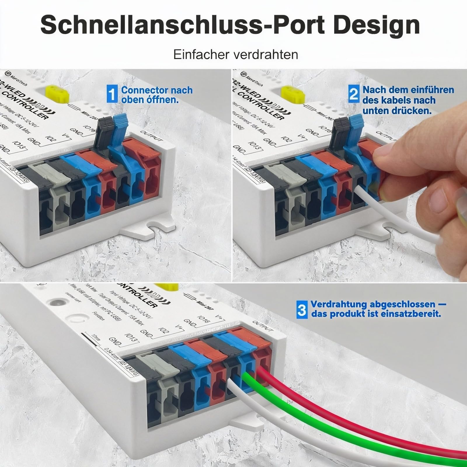 ESP32 WLED LED Controller mit Ethernet, Musik Reaktion, UART & 20A Stecksicherung, DIY dynamische Lichteffekte, DC 5–24V für WS2811 WS2812B SK6812 WS2815 RGB/RGBW Adressierbare LED Streifen