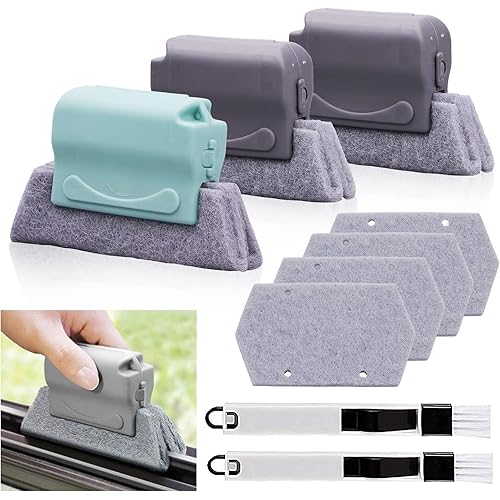 Koishu Magic Window Groove Cleaning Brush, Hand-held Window Track Cleaner Brushes Tools set, Sliding Door Track Cleaner, Sill, Tile Lines, Shutter, Car Vents, Keyboard, Small Spaces Clean