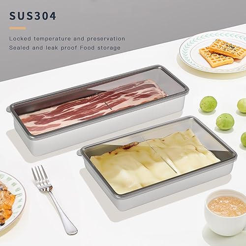 Miniatura 2 de 4 recipientes de delicatessen con tapas, recipiente de tocino para refrigerador, organizador de refrigerador, contenedor de queso para refrigerador,